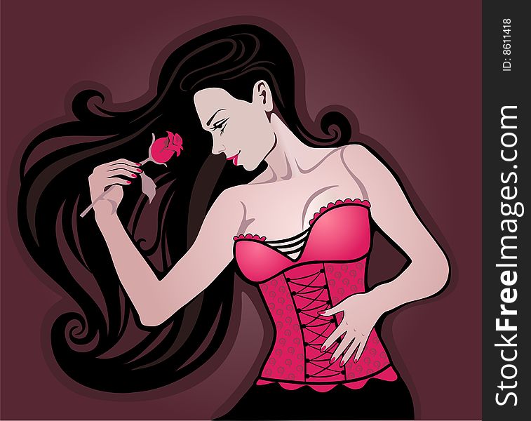 Sexual girl with a rose. illustration. Sexual girl with a rose. illustration.