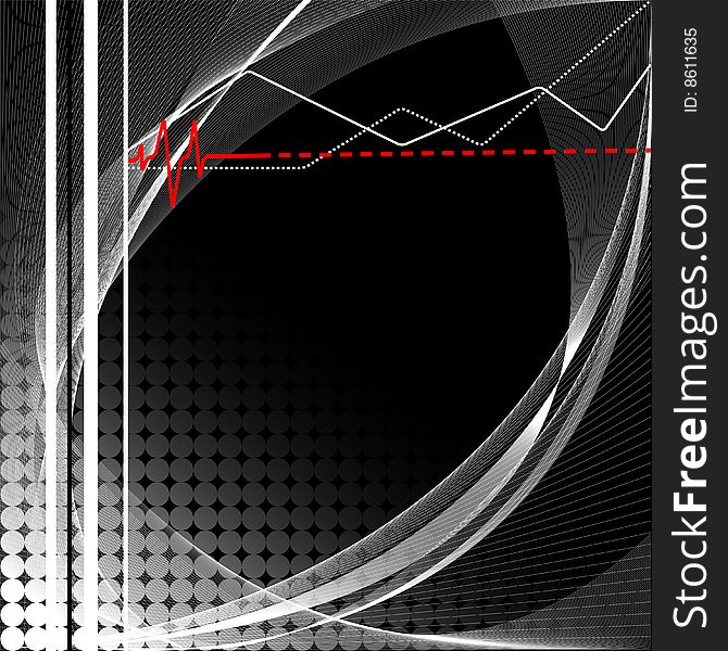 Business vector template with lines and pulse trace