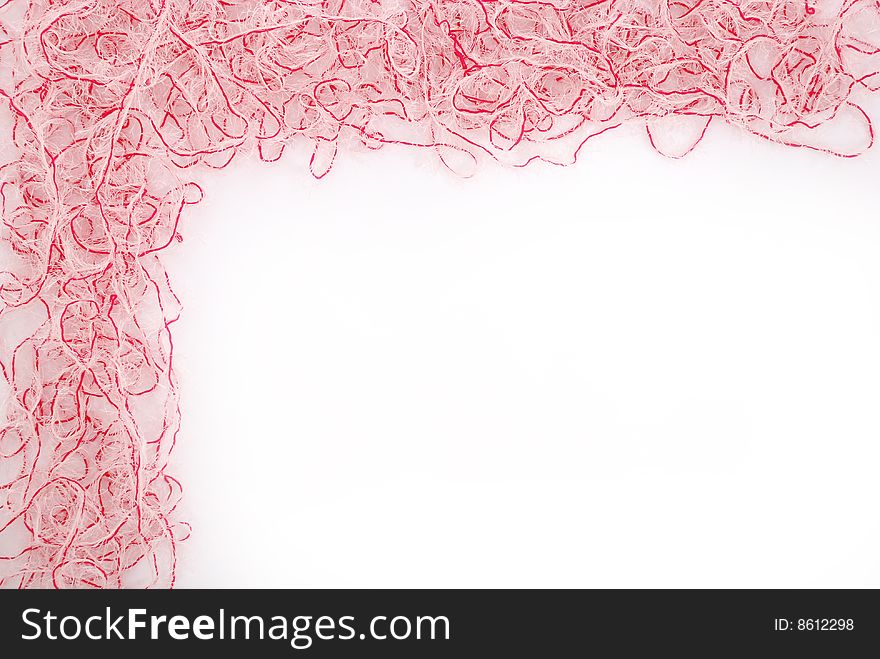 Frame. Red and white threads isolated on a white background. Frame. Red and white threads isolated on a white background