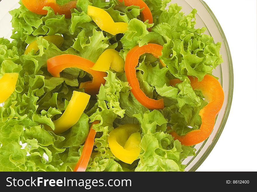 Salad with lettuce ,yellow and orange pepper