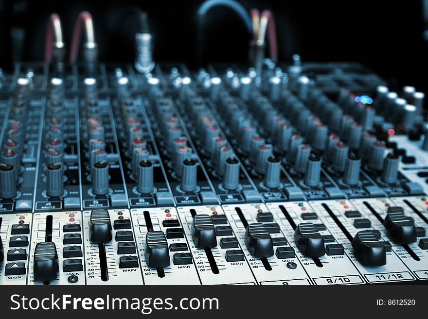 Audio Mixer - close up with shallow depth of field