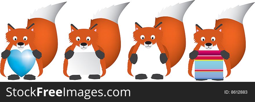 Detailed vector file of a set of 4 foxes. Detailed vector file of a set of 4 foxes