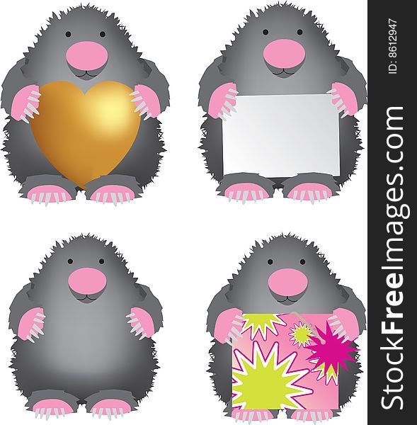 Detailed vector file of a set of 4 moles. Detailed vector file of a set of 4 moles