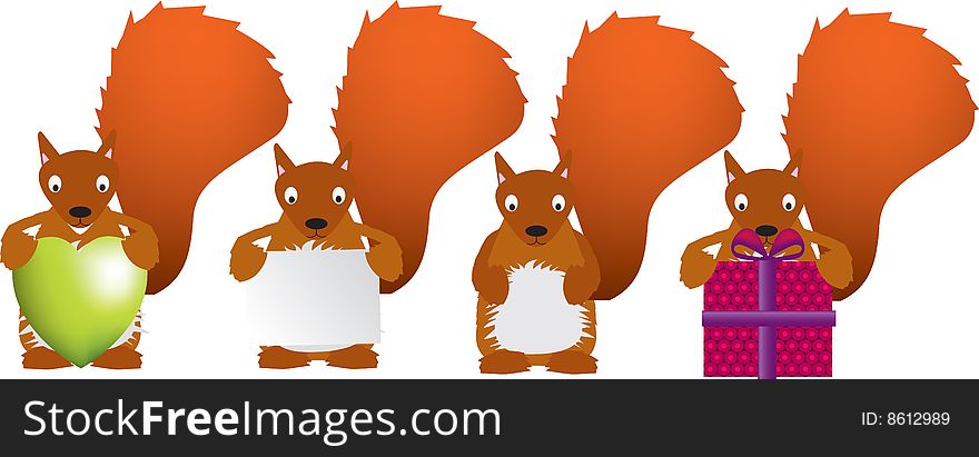 Detailed vector file of a set of red squirrels. Detailed vector file of a set of red squirrels