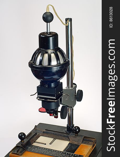 Old photo enlarger for making black and white photos. Old photo enlarger for making black and white photos
