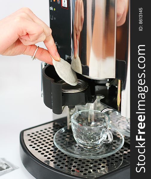 Coffee machine with cup of fresh coffee. Coffee machine with cup of fresh coffee