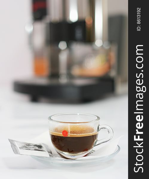 Coffee machine with cup of fresh coffee. Coffee machine with cup of fresh coffee