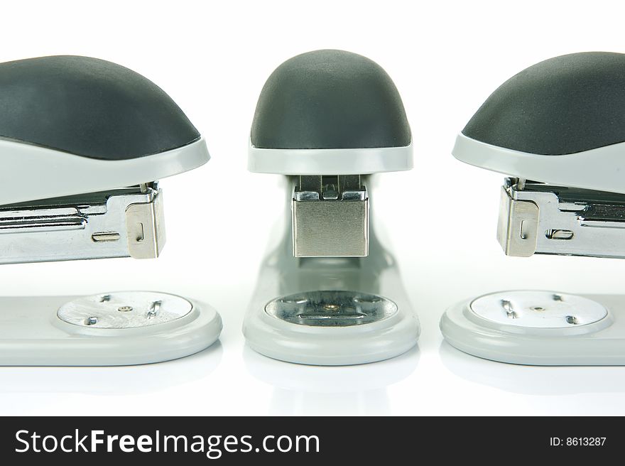 Staplers isolated against a white background