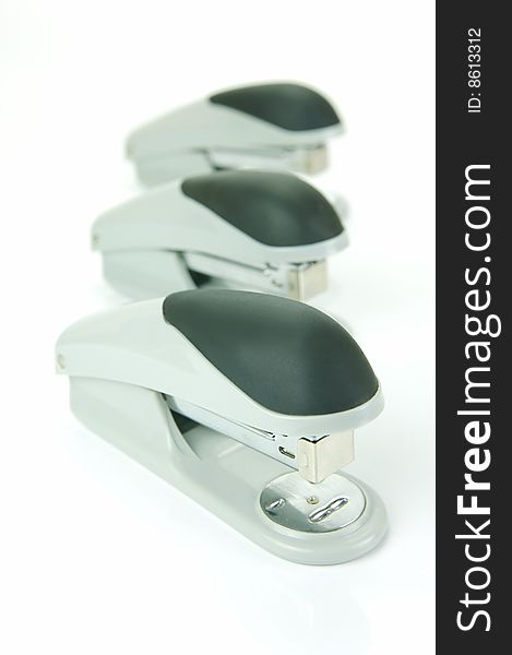 Staplers isolated against a white background