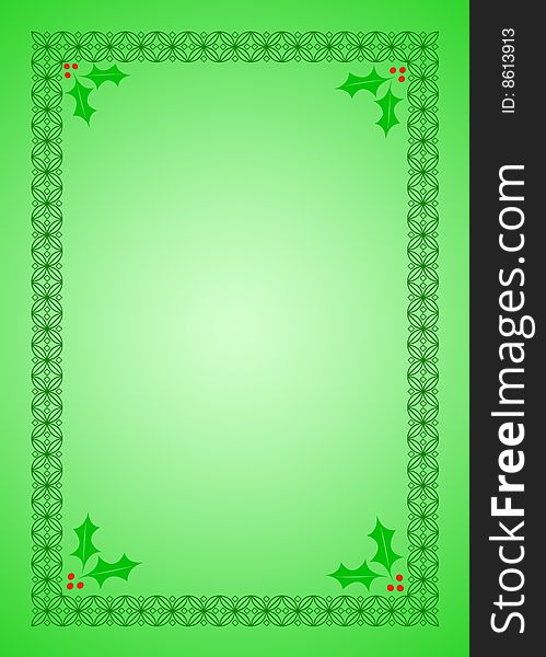 Christmas frame, green frame on green background