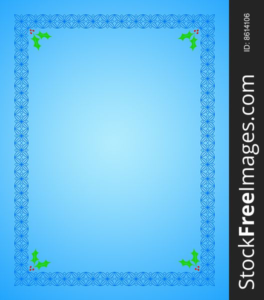 Christmas frame, blue frame on blue background