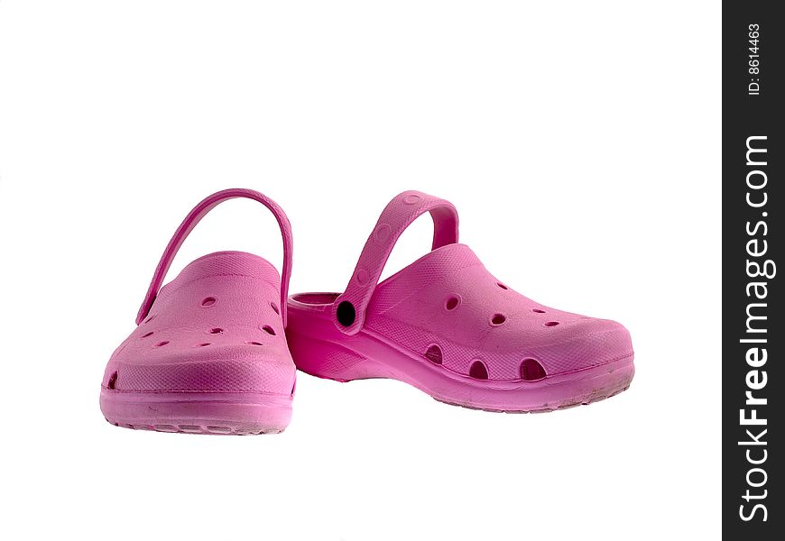 Pink woman plastic shoes, sandals. Pink woman plastic shoes, sandals