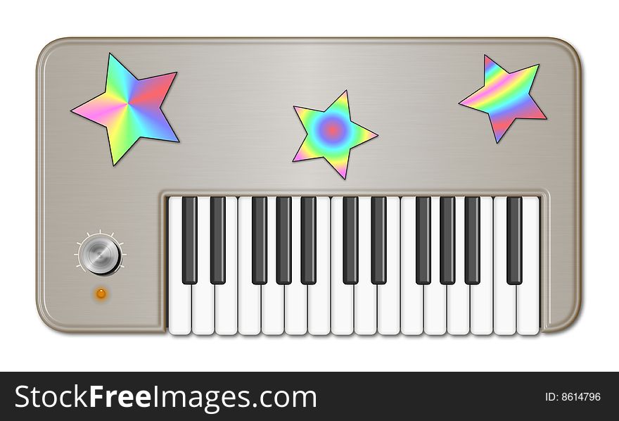 Retro Vintage childish keyboards with stickers. Retro Vintage childish keyboards with stickers