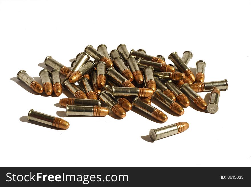 Fifty bullets isolated on white