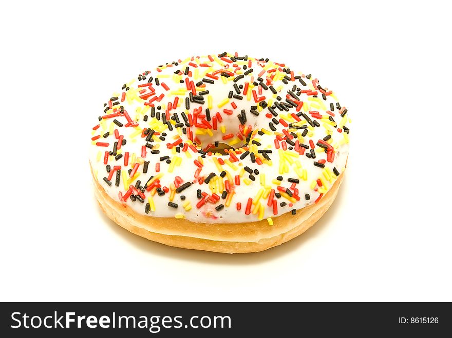 Donut covered with sugar glaze. Donut covered with sugar glaze