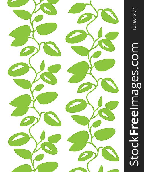 Green creeping leaves over white background. Green creeping leaves over white background