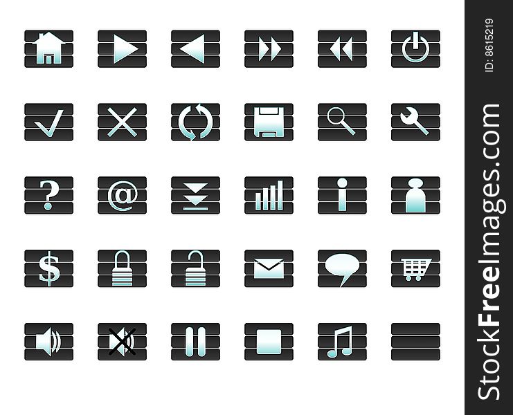 Web icons and grey buttons on ergonomic milled background. Web icons and grey buttons on ergonomic milled background