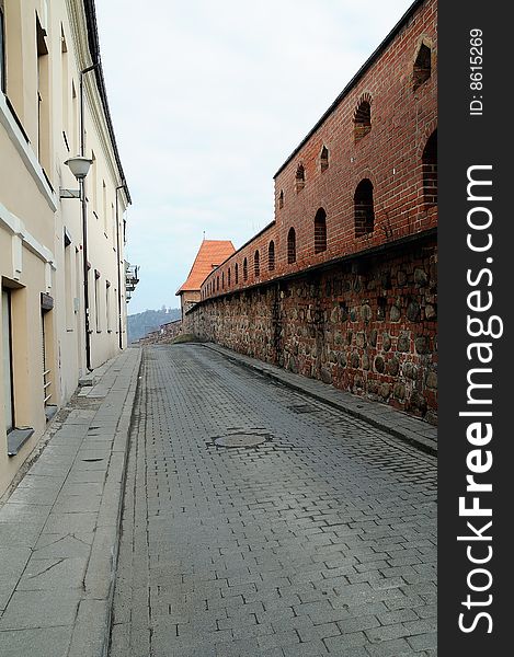 Ancient street in Vilnius old town, fortification