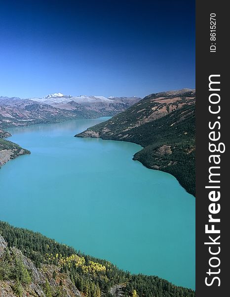 Panoramic view over Kanas Lake,Xinjiang,China. Panoramic view over Kanas Lake,Xinjiang,China