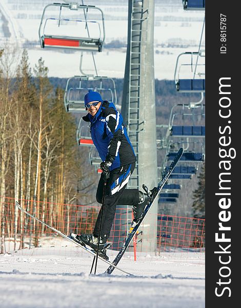 Freestyle skier. smiler skier of freestyle