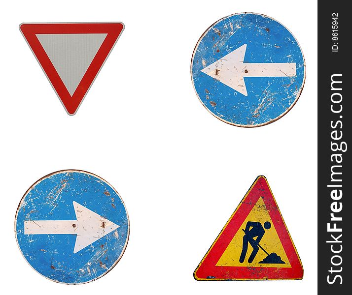 Four european road sign background