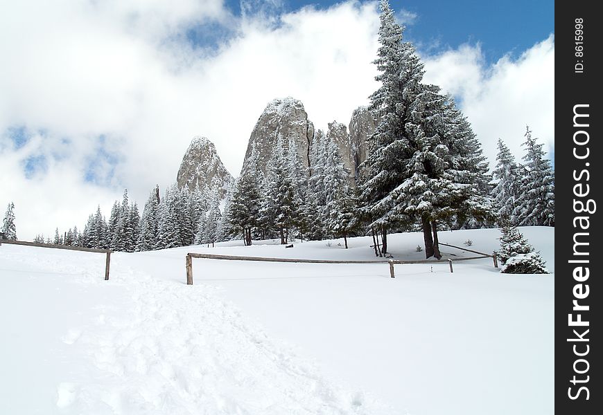 Beautiful winter landscape in Carpathians