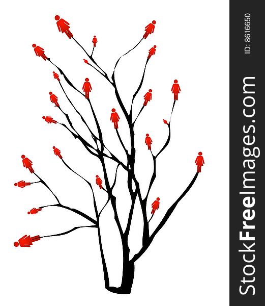 Woman fruit tree raster design