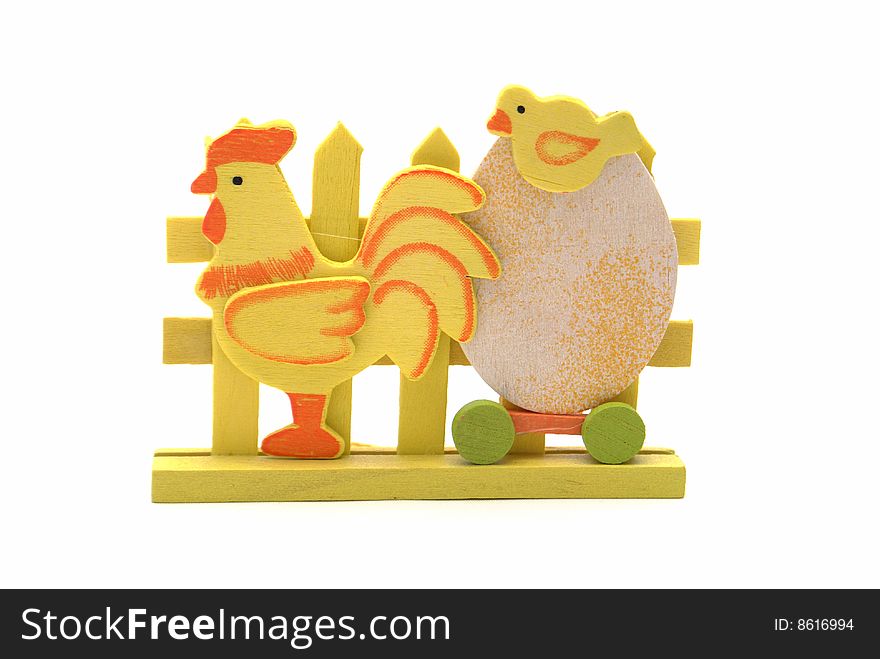 Wooden easter chicken and egg