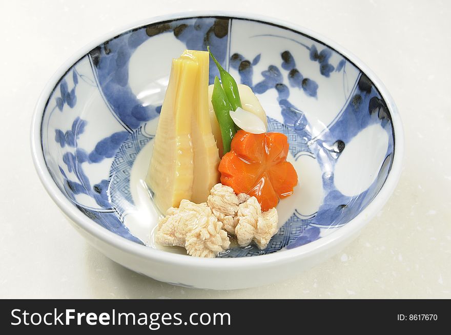 Japanese food on a white table