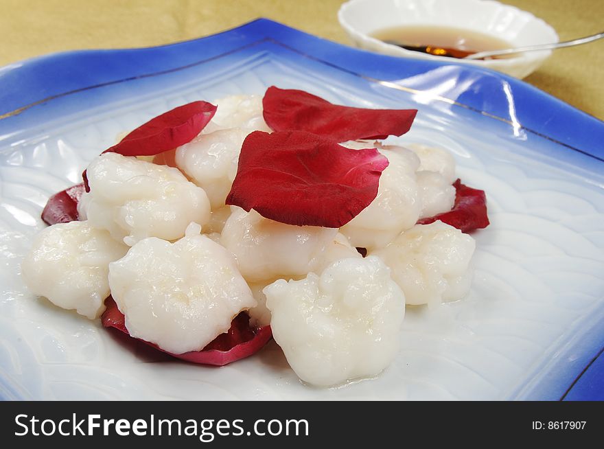 Shrimp on a white dish