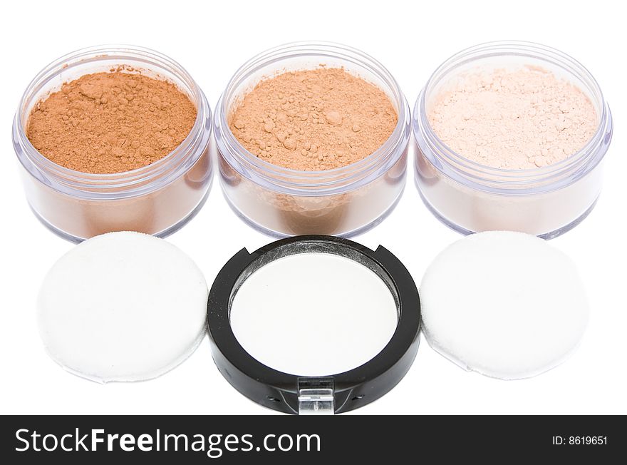 Make- up set on white background. Make- up set on white background