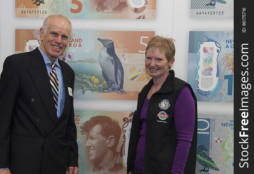Peter Hillary and a representative of the Yellow-Eyed Penguin Trust New Zealand