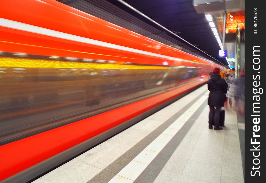 Deutsche Bank train leaving underground track at Berlin Hauptbahnhof. Deutsche Bank train leaving underground track at Berlin Hauptbahnhof