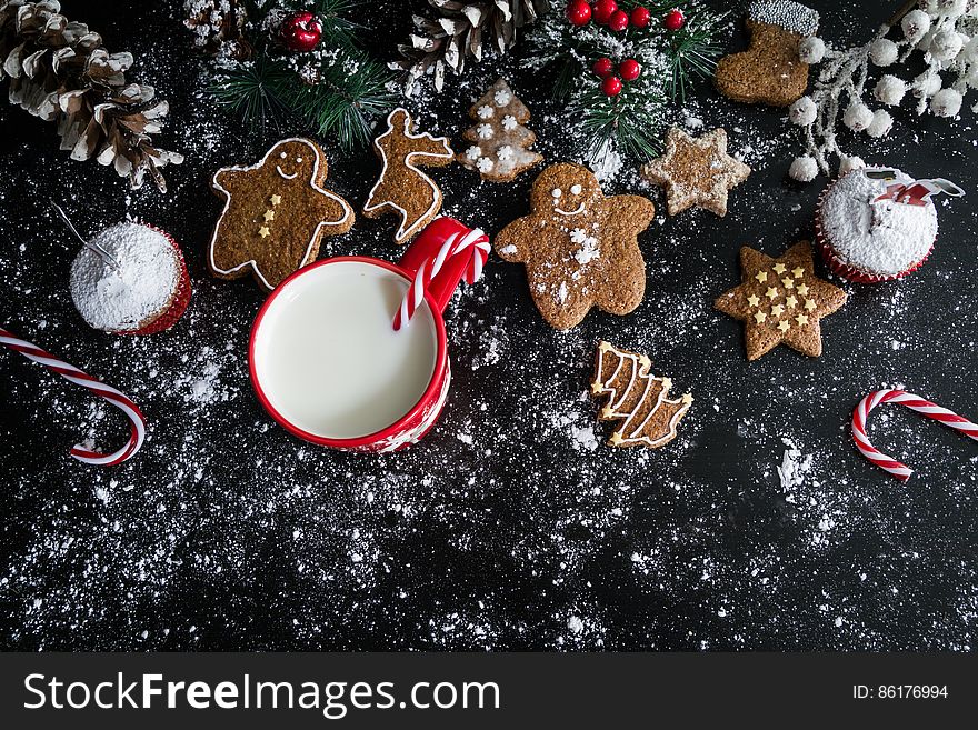 Christmas Cookies Muffins And Milk