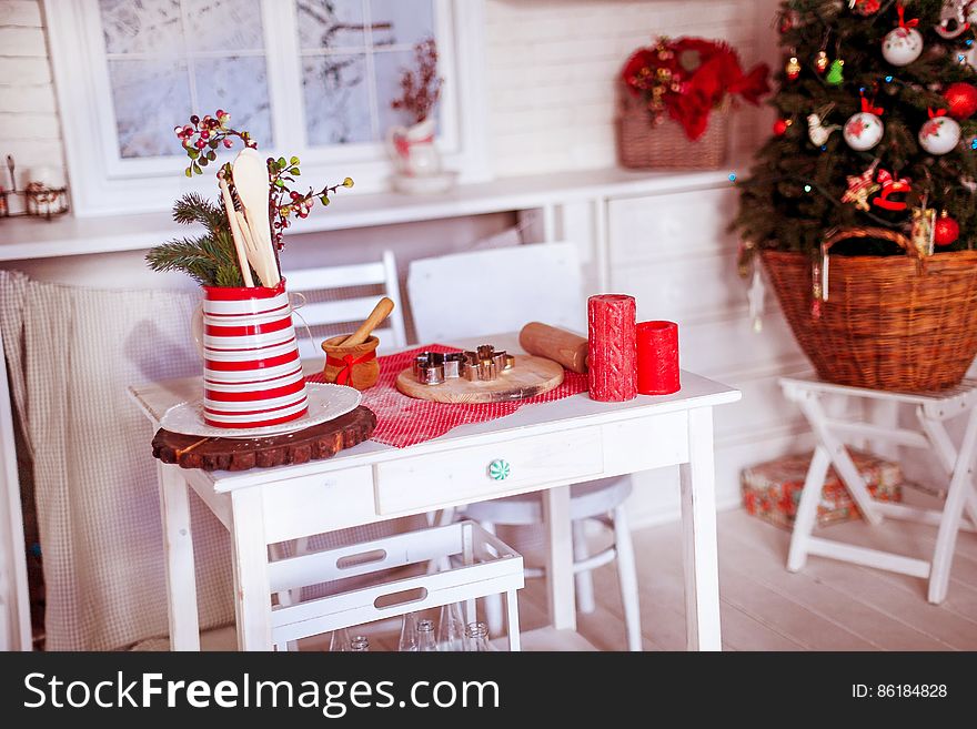 Christmas Decorations On Table