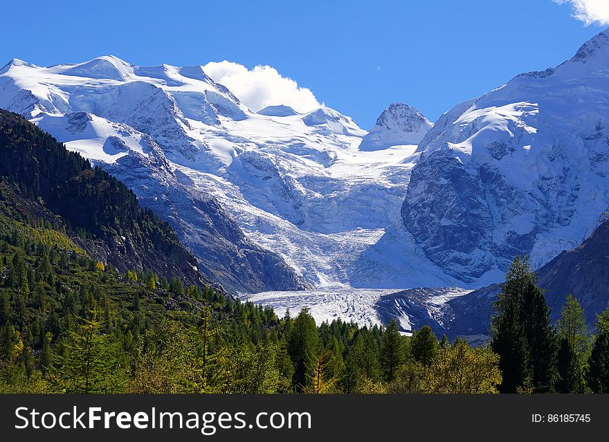 Scenic View of Mountains Against Clear Blue Sky