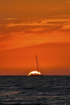 Sunset And Boat Stock Images