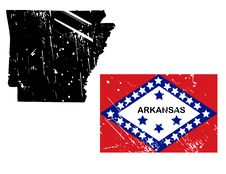 Grunge Arkansas Map With Flag Royalty Free Stock Photography