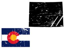 Grunge Colorado Map With Flag Royalty Free Stock Images