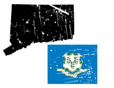 Grunge Connecticut Map With Flag Stock Images