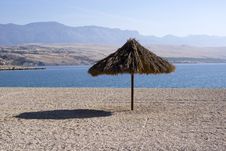Sun Umbrella On Empty Beach Royalty Free Stock Photo Sun Umbrella On Empty Beach Royalty Free Stock Photo
