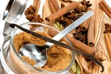 Cinnamon Sticks,Cardamom,vanilla Bean And Star Ani Stock Photos Cinnamon Sticks,Cardamom,vanilla Bean And Star Ani Stock Photos