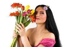 Beautiful Spring Woman With Flowers Royalty Free Stock Photos Beautiful Spring Woman With Flowers Royalty Free Stock Photos
