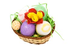 Easter Basket With Eggs And Chicken Royalty Free Stock Images Easter Basket With Eggs And Chicken Royalty Free Stock Images