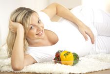Young Pretty Pregnant Woman With Vegetables Royalty Free Stock Photo Young Pretty Pregnant Woman With Vegetables Royalty Free Stock Photo