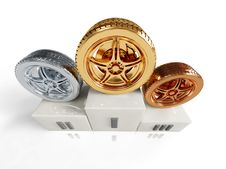 Gold, Silver And Bronze Wheel Awards Royalty Free Stock Photos Gold, Silver And Bronze Wheel Awards Royalty Free Stock Photos