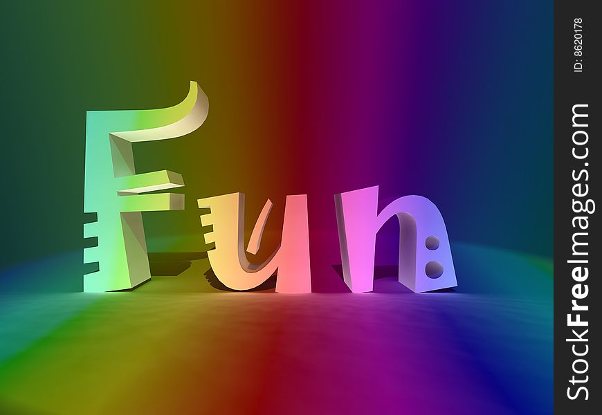 3d render of the term Fun in rainbow colors