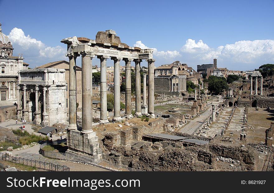 View of ruins in Rome Italy. View of ruins in Rome Italy
