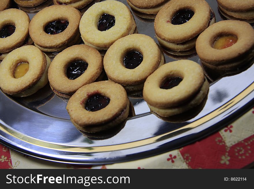 Christmas plate with beautiful biscuits. Old tradition. Christmas plate with beautiful biscuits. Old tradition.