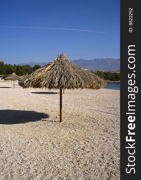 Sun umbrella at Zrce beach, Novalja Croatia